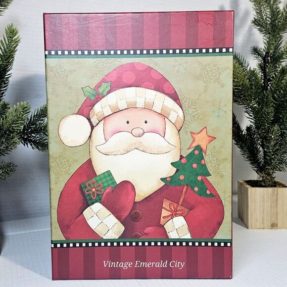 Cozy Santa Claus Gift Box Classic Christmas Cartoon Holiday Storage Keepsake Red - Picture 9 of 10